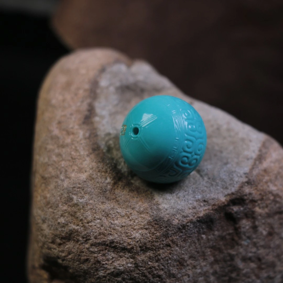 【刘氏】湖北天然原矿无优化精工雕刻回纹珠曾珠