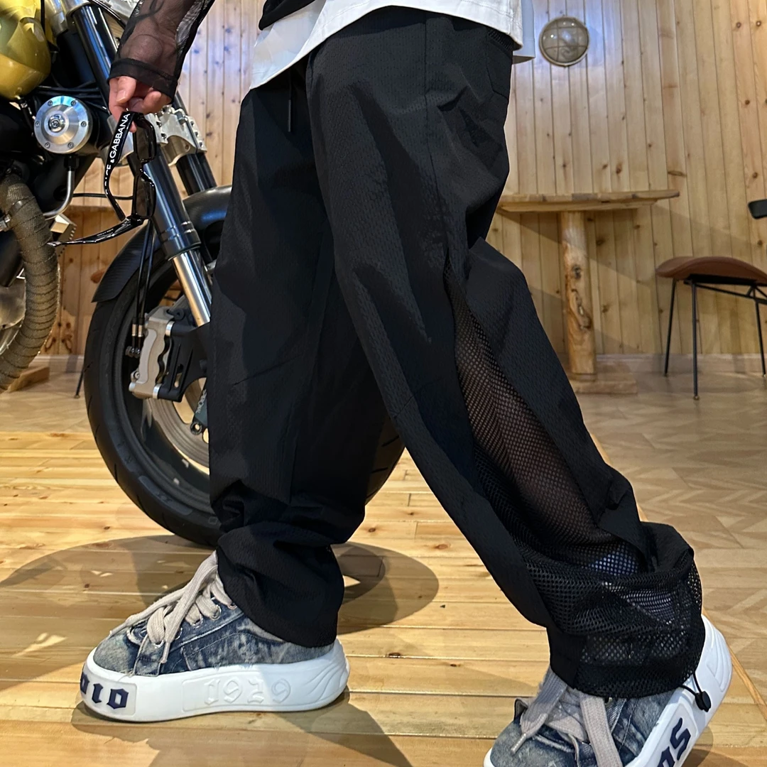 金先生夏季轻薄网格设计透气休闲百搭微锥形裤（裤脚可调节收口）