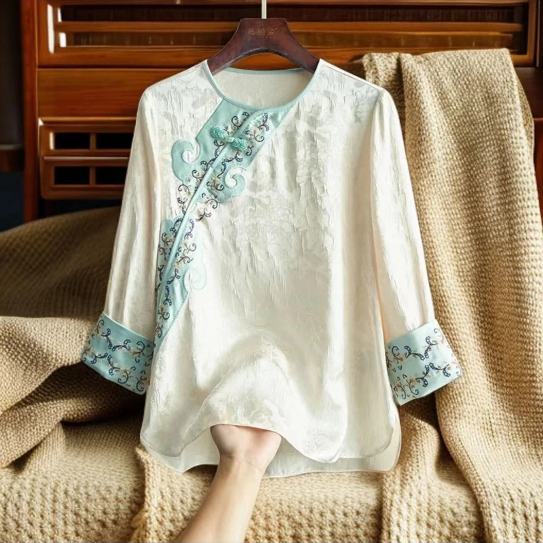 6655【烟萦】国风中长款刺绣小衫