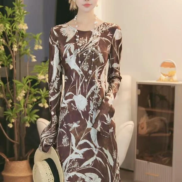 【劉老板】D005女装连衣裙显瘦气质长袖时尚夏季收腰长裙