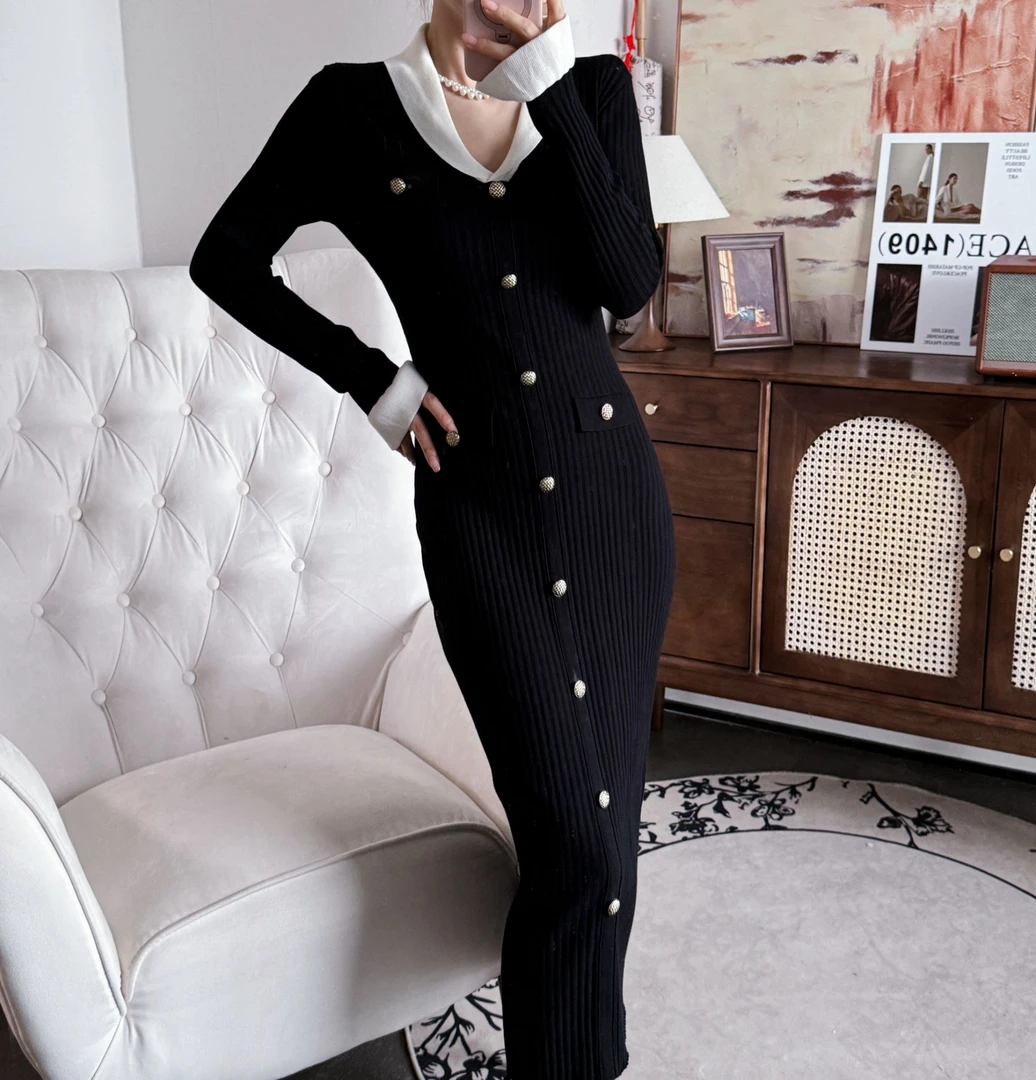 C229 偏爱 新款显瘦气质长袖时尚冬季收腰连衣裙