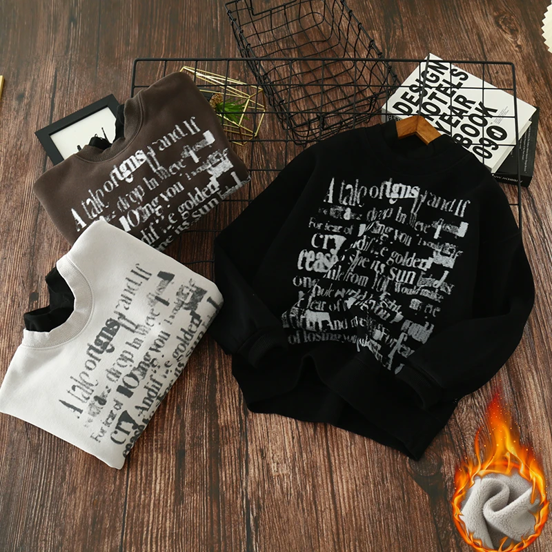 2025春秋新款加绒儿童洋气卫衣ol时尚休闲高领中大童宽松韩版