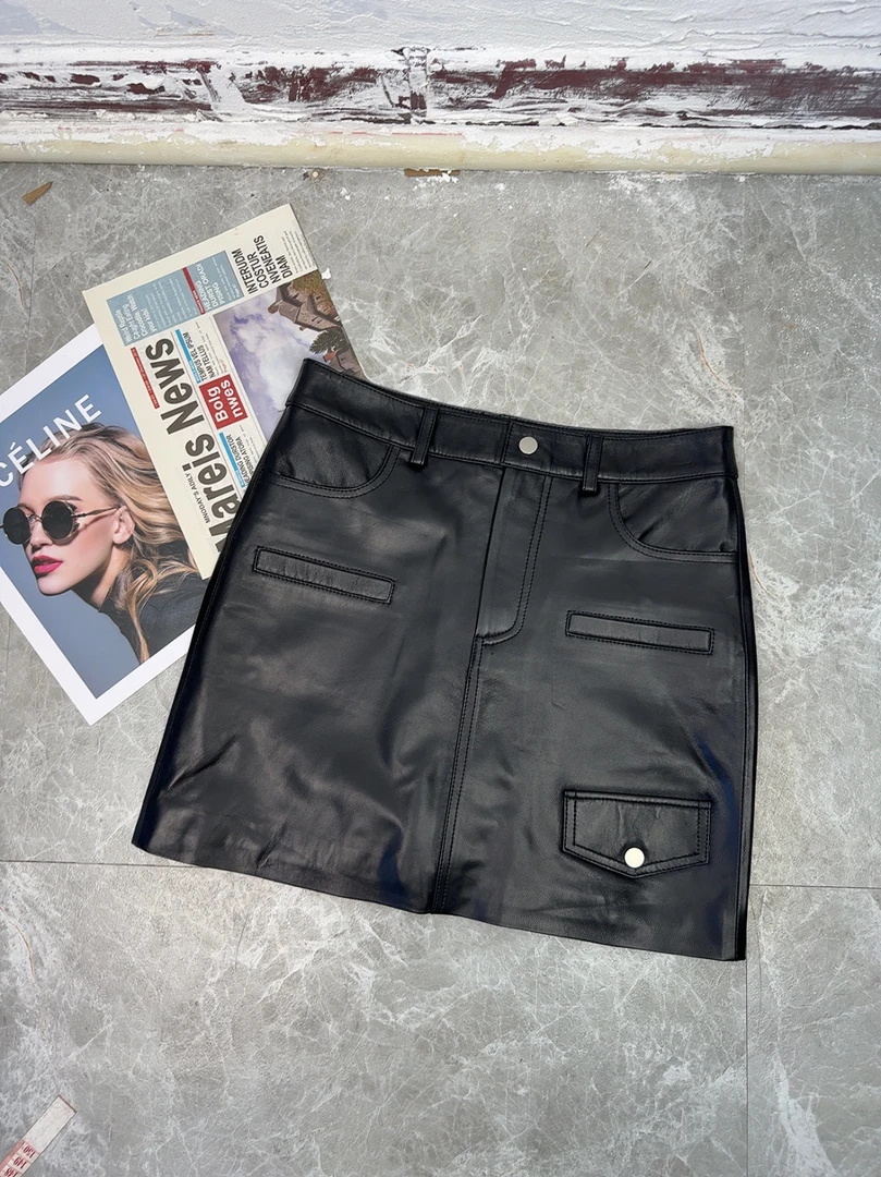 2025新款高级感绵羊皮小皮裙女半身裙真皮包臀短裙半裙小个子裙子
