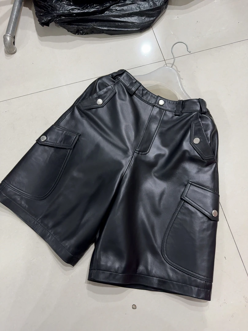 时尚复古高级感2024春秋新款工装大口袋宽松显瘦中性风休闲短裤女