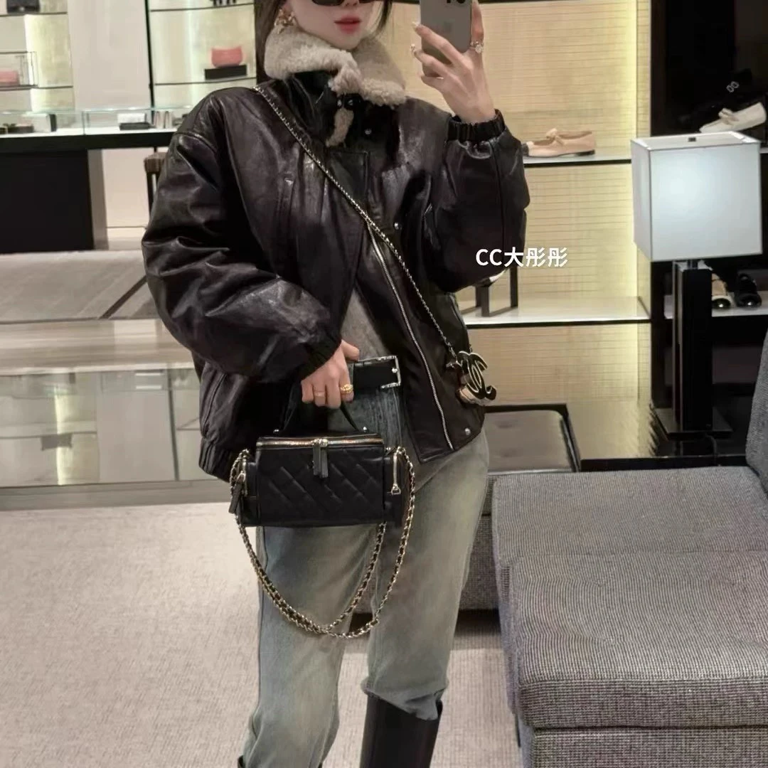 大彤彤同款真皮女羽绒服羊羔毛领中长棒球服休闲外套皮衣显瘦爆款