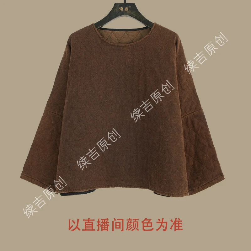 续吉出品5131｜ 枯木｜冬季高级感复古炒色工艺套头卫衣款棉衣加厚