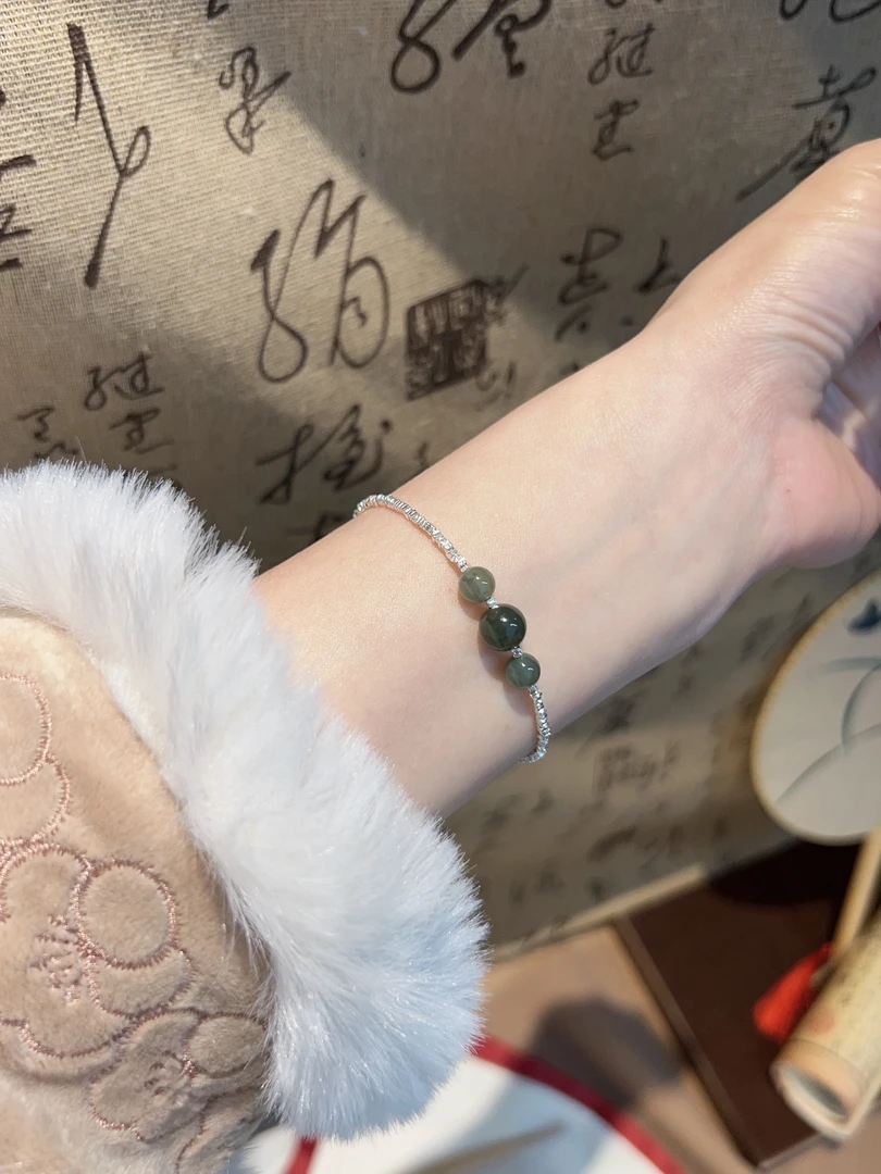 925银手链 纯银925【绿竹】碎银子手链