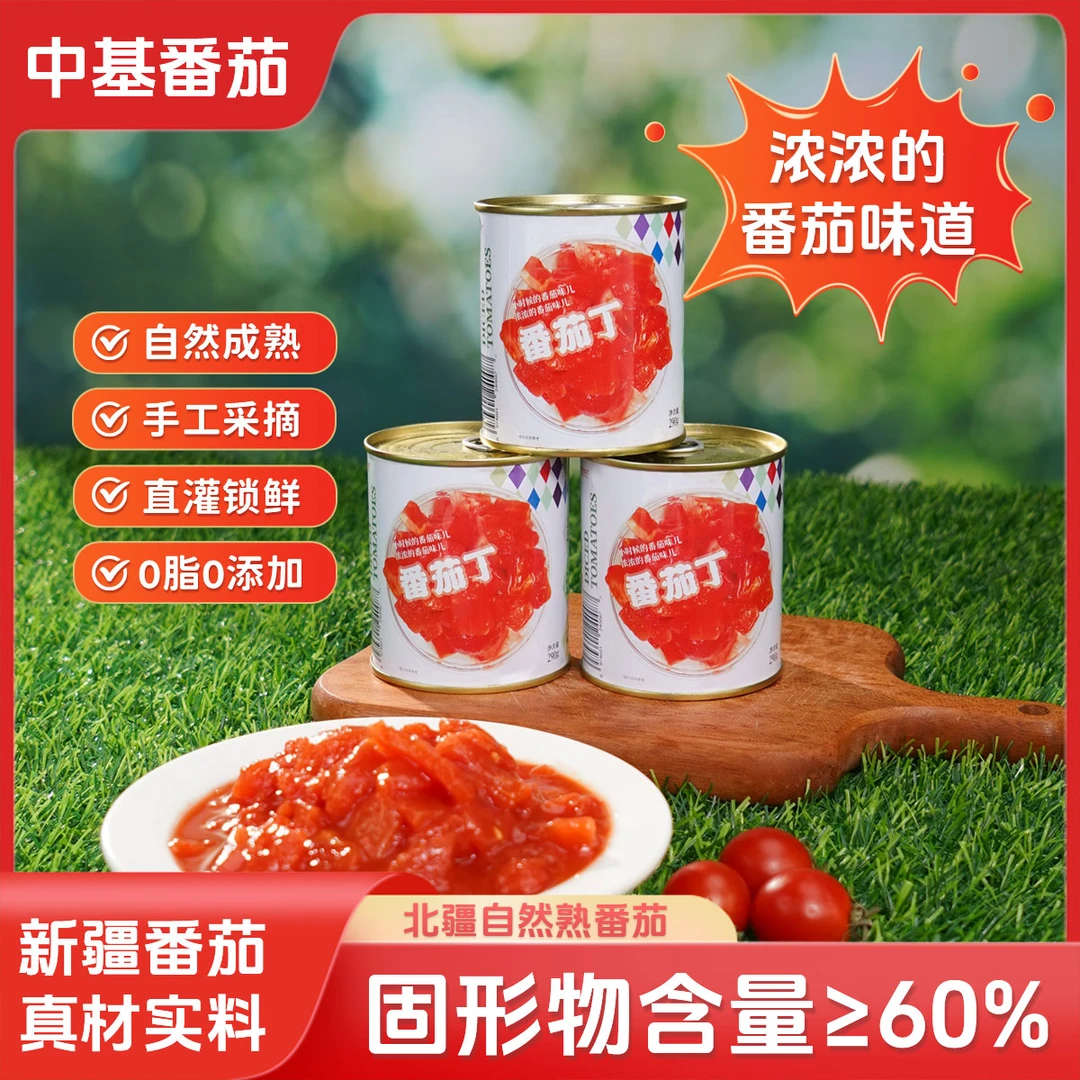 8-9月到期番茄丁罐头罐装原味新鲜美味无添加番茄红素即食gb