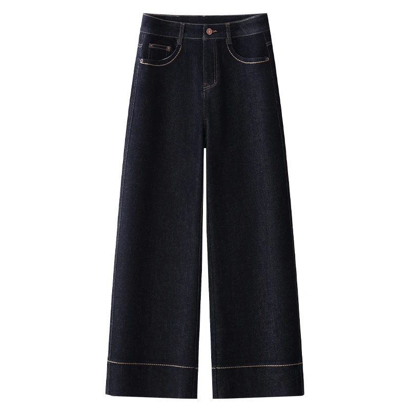 深色牛仔裤春秋款女2025年新款爆款窄版显瘦直筒裤宽松阔腿九分裤