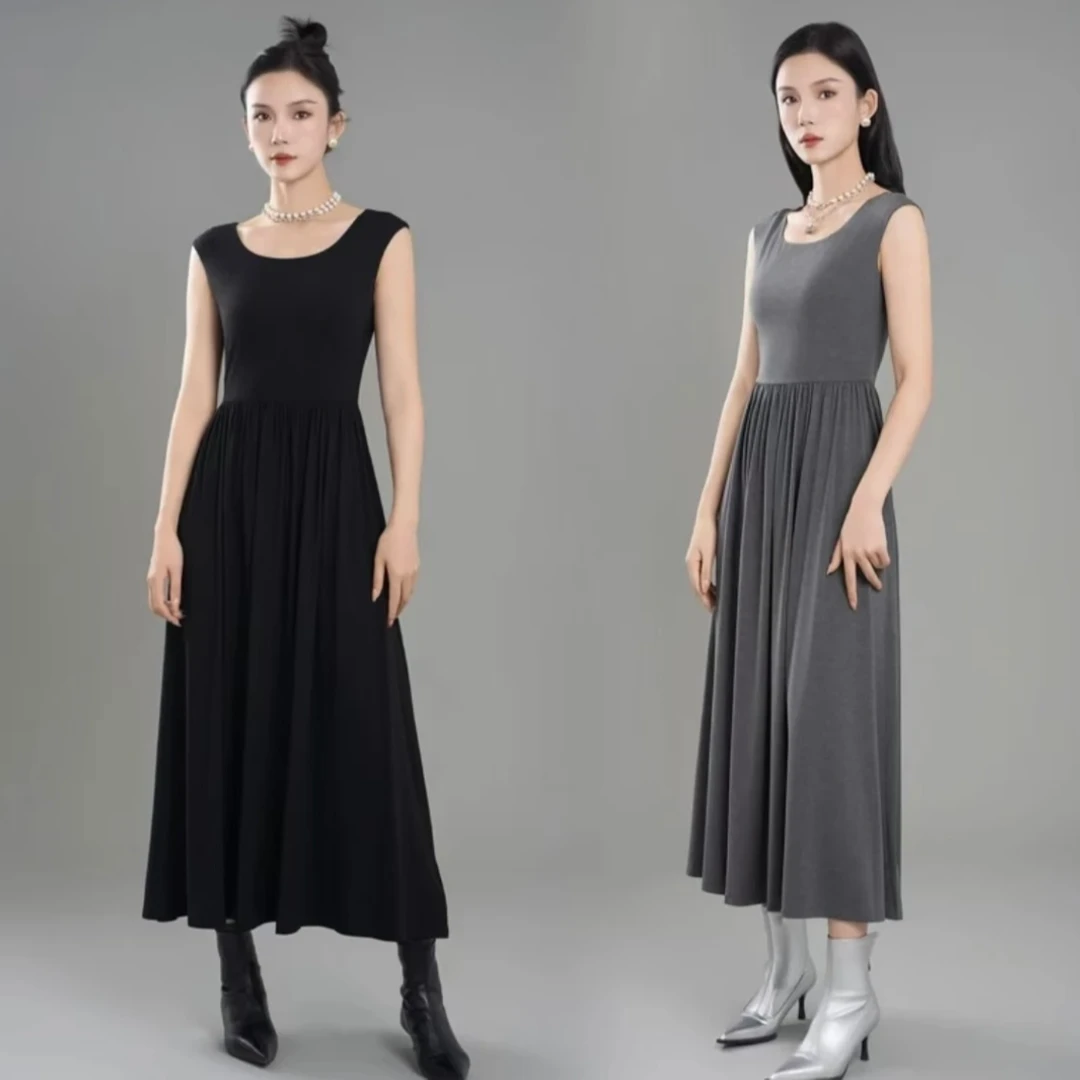 【商场同款】春夏A字裙时尚百搭坠感中长款连衣裙550031