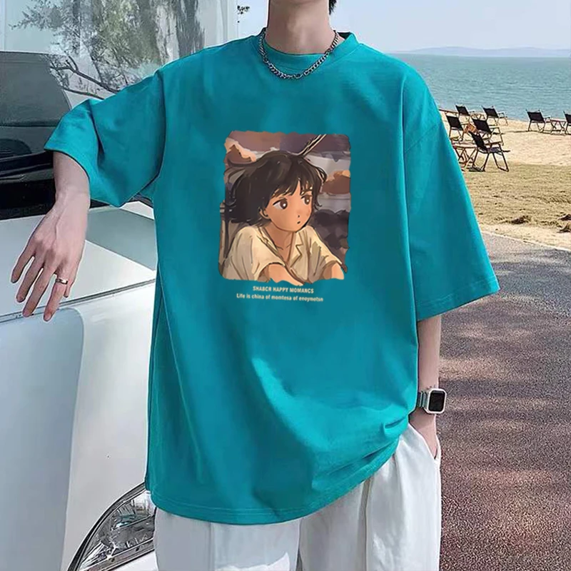 纯棉短袖T恤男女同款潮牌宽松大码上衣服夏装半袖2025新款学生ins