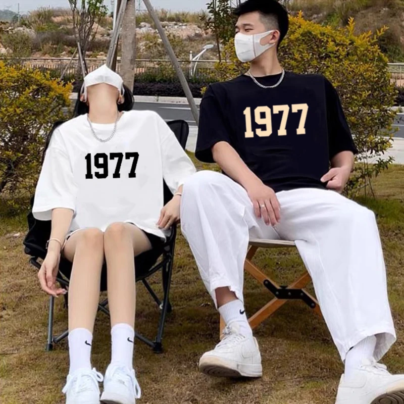 纯棉情侣装夏装短袖T恤一男一女ins潮牌美式高街宽松大码半袖上衣