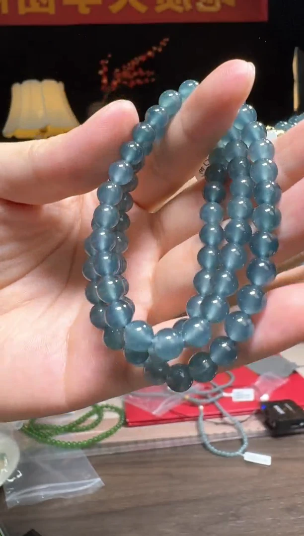 【闪购商品】翡翠项链18K金镶嵌翡翠圆珠约6mm+项链