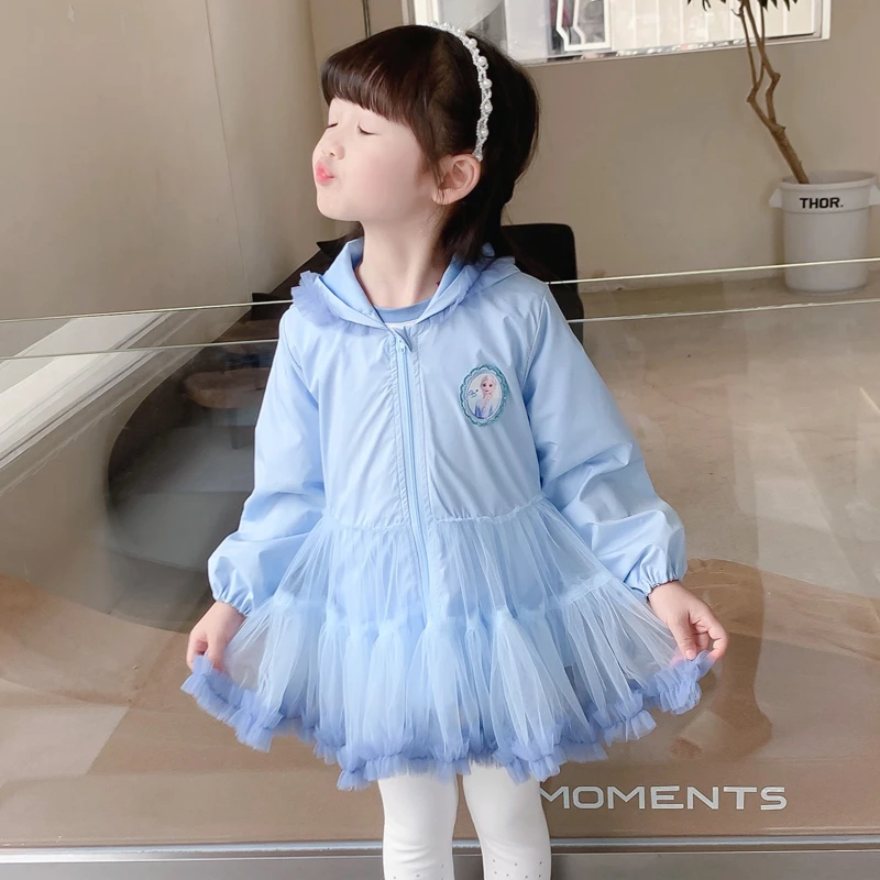 冰雪奇缘爱莎公主女童连帽外套tutu裙外套薄款儿童春秋开衫风衣