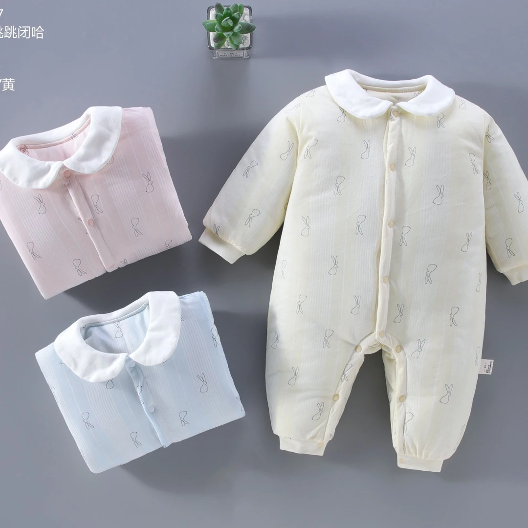 41C07D宝宝连体衣新生婴儿冬季加厚保暖夹棉120G哈衣爬服41c07d
