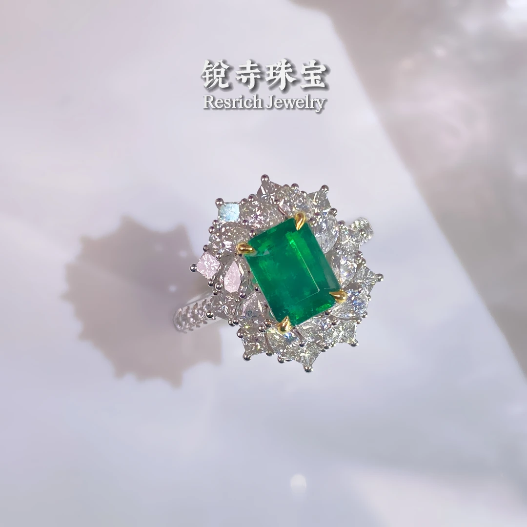 【破冰专属】18K金/天然祖母绿钻石戒指/1.7ct/VVG/GUILD证-RS5398