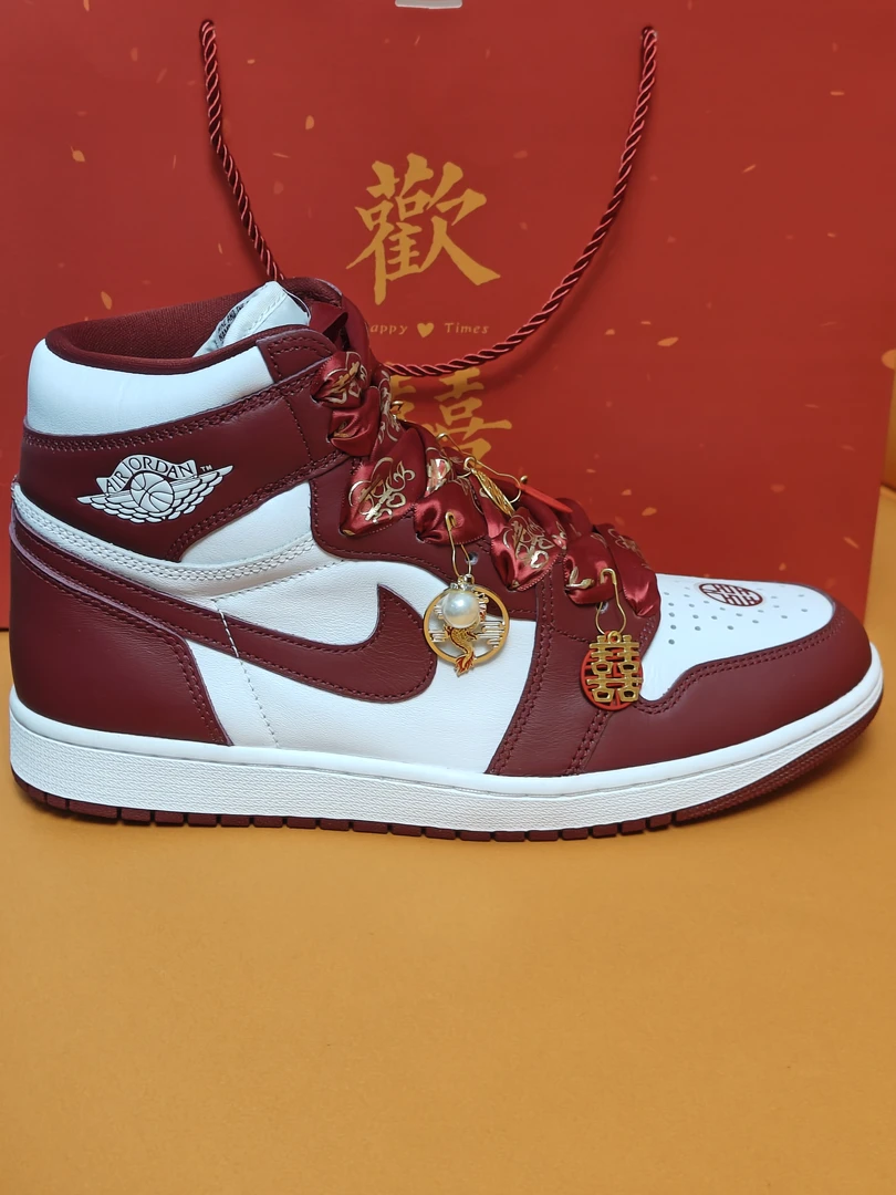 AIR JORDAN婚鞋男高帮新中式婚礼喜庆中国红婚鞋七夕【定制球鞋】
