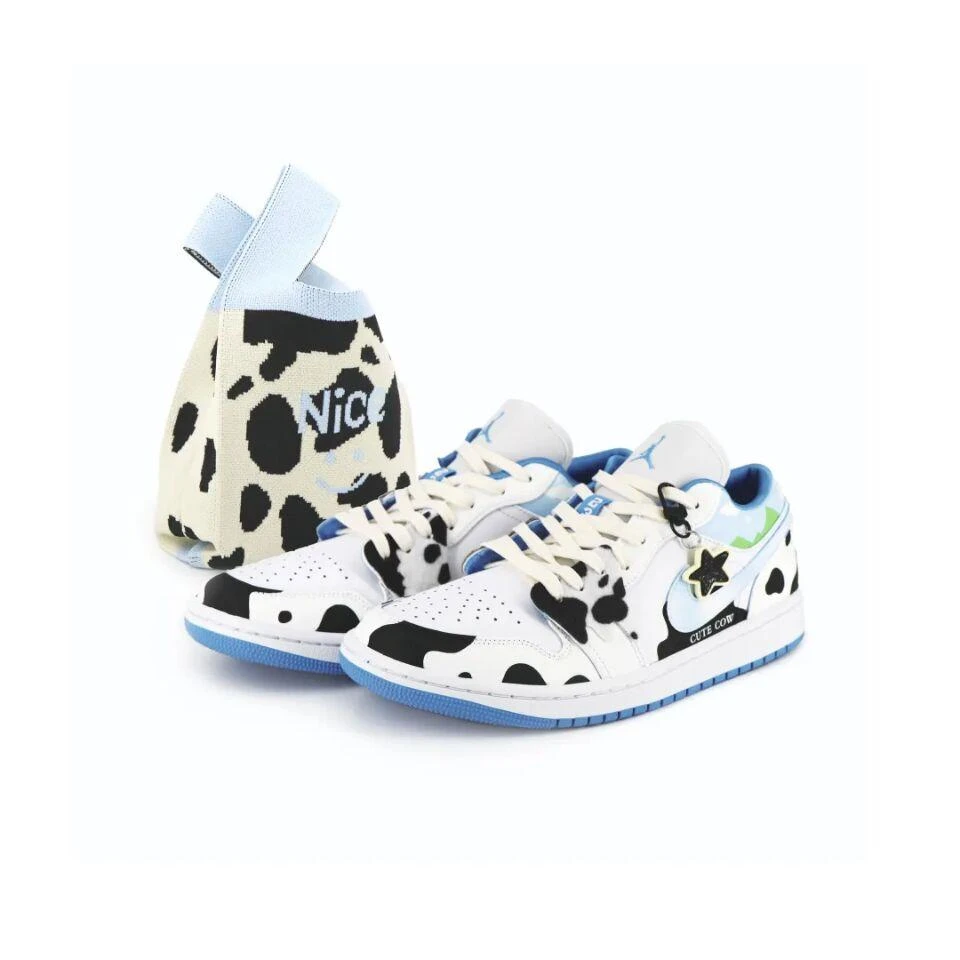 NIKE/耐克【定制球鞋】新西兰牧场奶牛花纹夏日清新低帮复古篮球鞋