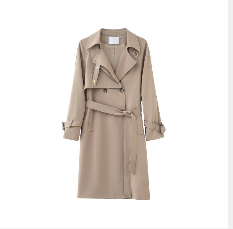 新款气质中长款设计师双排扣英伦风大衣外套XP-902