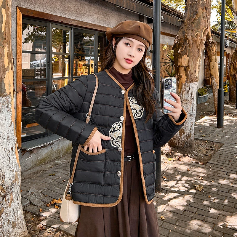 国风秋冬女款休闲保暖时尚百搭显瘦棉服