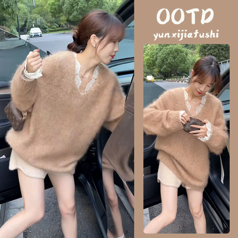 入秋一整套女装2024新款韩版百搭针织毛衣外套时尚毛线短裤两件套