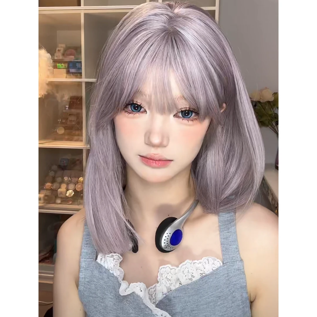 锁骨发灰紫色短发【小亦专属】小仙鱼假发女自然全头套S发缝33cm