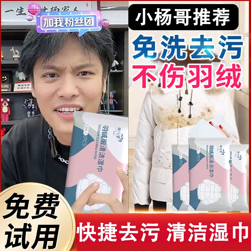 羽绒服清洁湿巾强力去污去渍一次性湿纸巾快捷免水洗清洗衣物专用