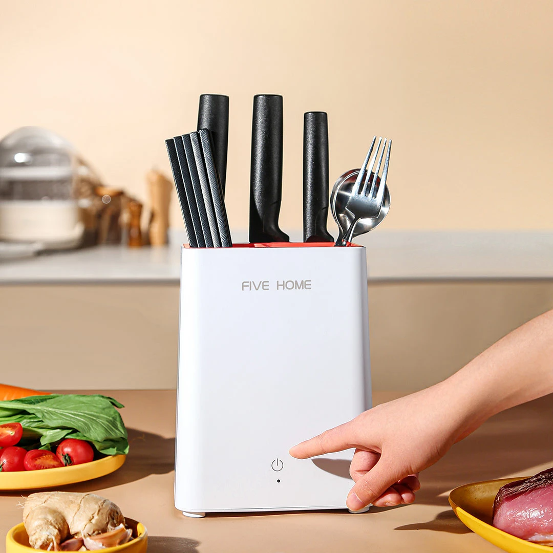 FIVE 家用消毒杀菌多功能一体机小型刀筷刀具烘干架一键取出便捷