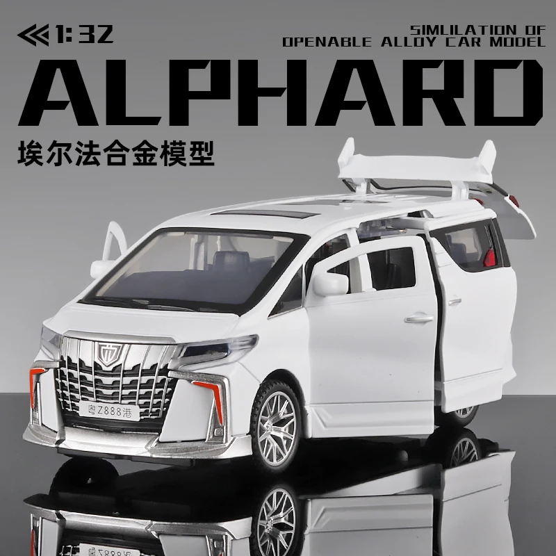 万宝1:32 丰田埃尔法ALPHARD合金商务车模型 声光开门回力玩具车