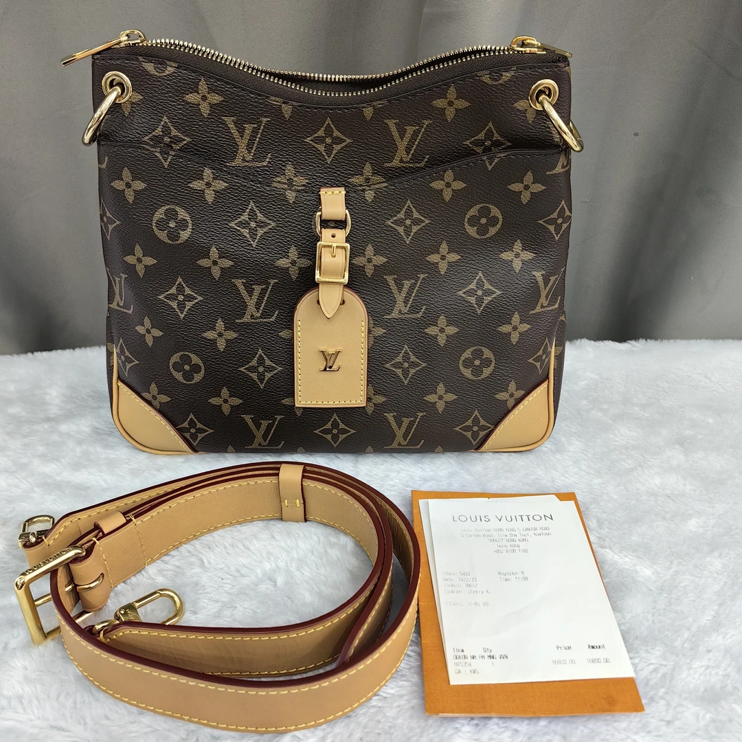 99新 LouisVuitton/路易威登 oden欧登单肩斜挎包牛角包老花