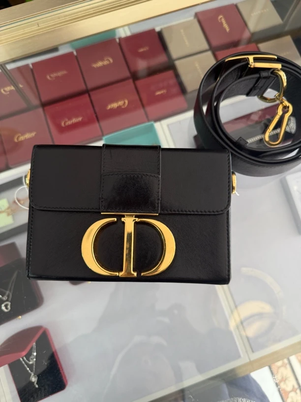 95新 DIOR/迪奥 迪奥蒙田盒子黑金单肩斜挎包
