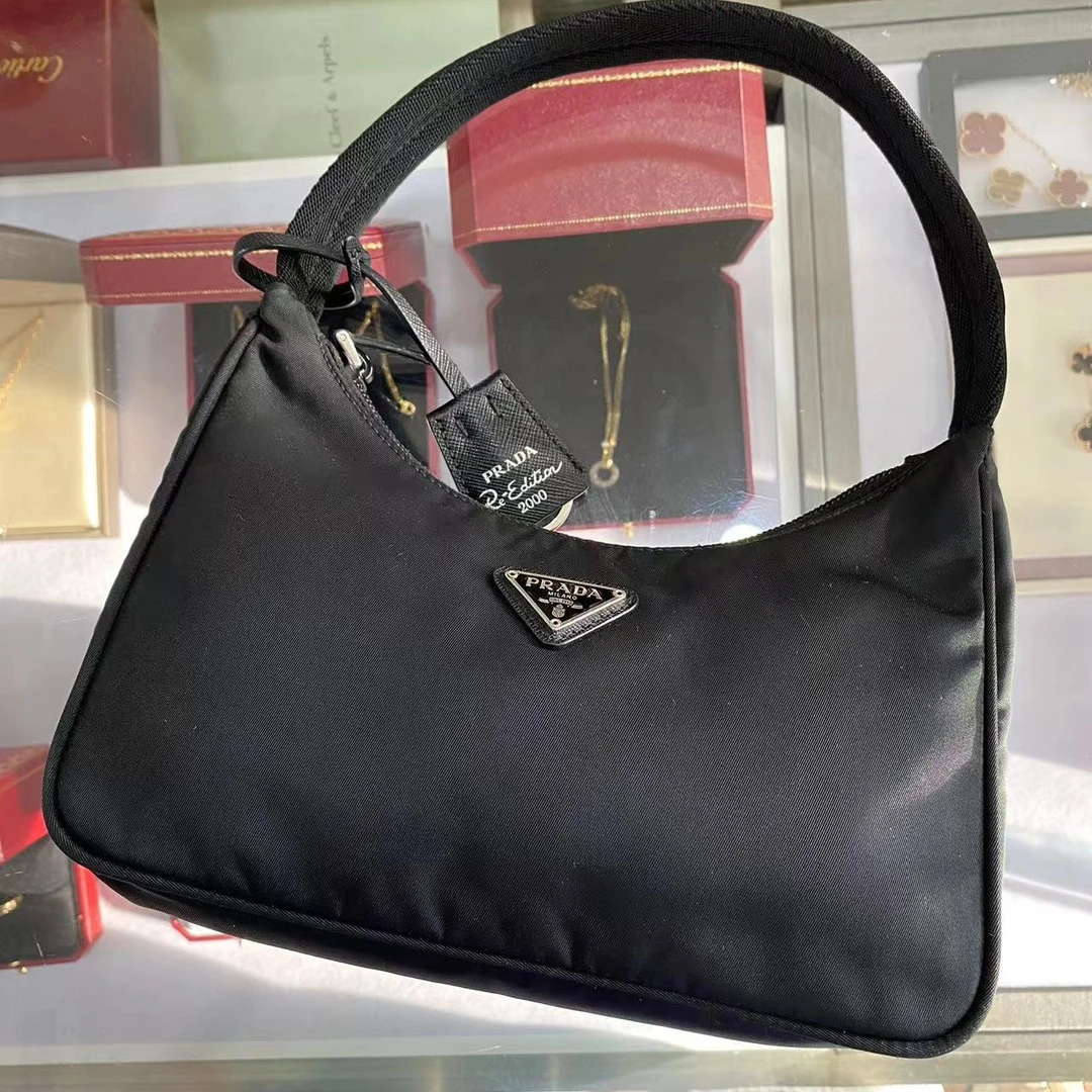 99新 Prada/普拉达 普拉达hopo2000腋下包黑银单肩包