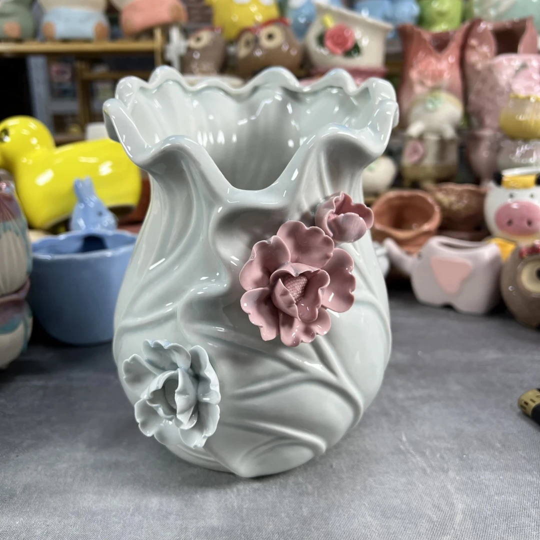 「青瓷捏花」清仓半价手作高桩