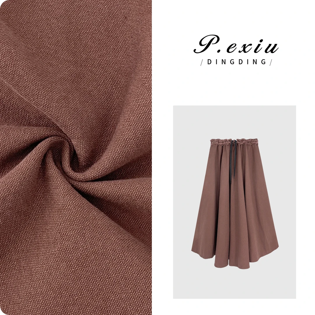 PanYiXiu/潘依绣【气质通勤】100%棉美拉德松紧腰牛仔半身裙 D6075