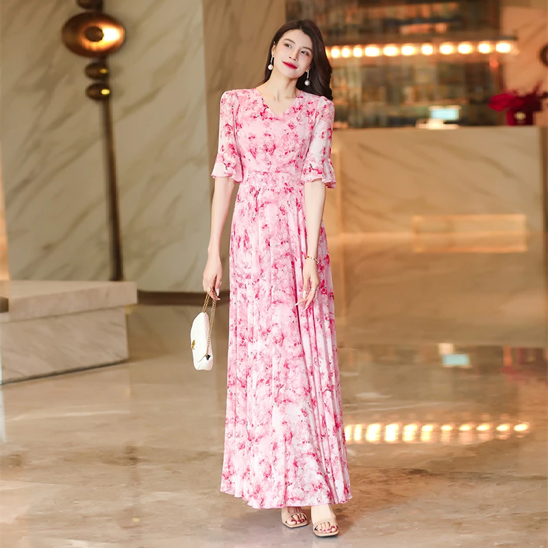 2025夏季碎花收腰显瘦时尚气质大摆裙波西米亚仙女长裙11