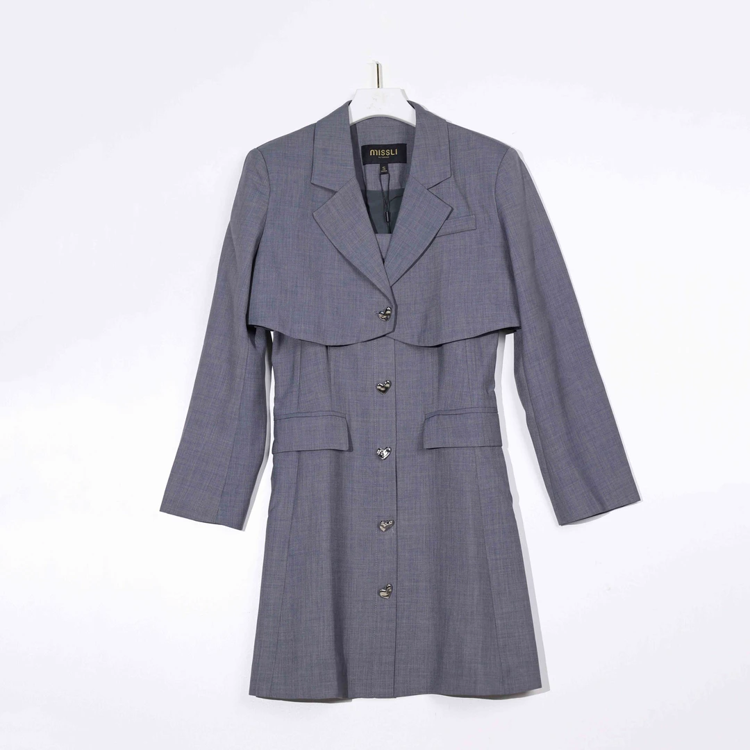 NE2536品牌撤柜灰色连衣裙套装