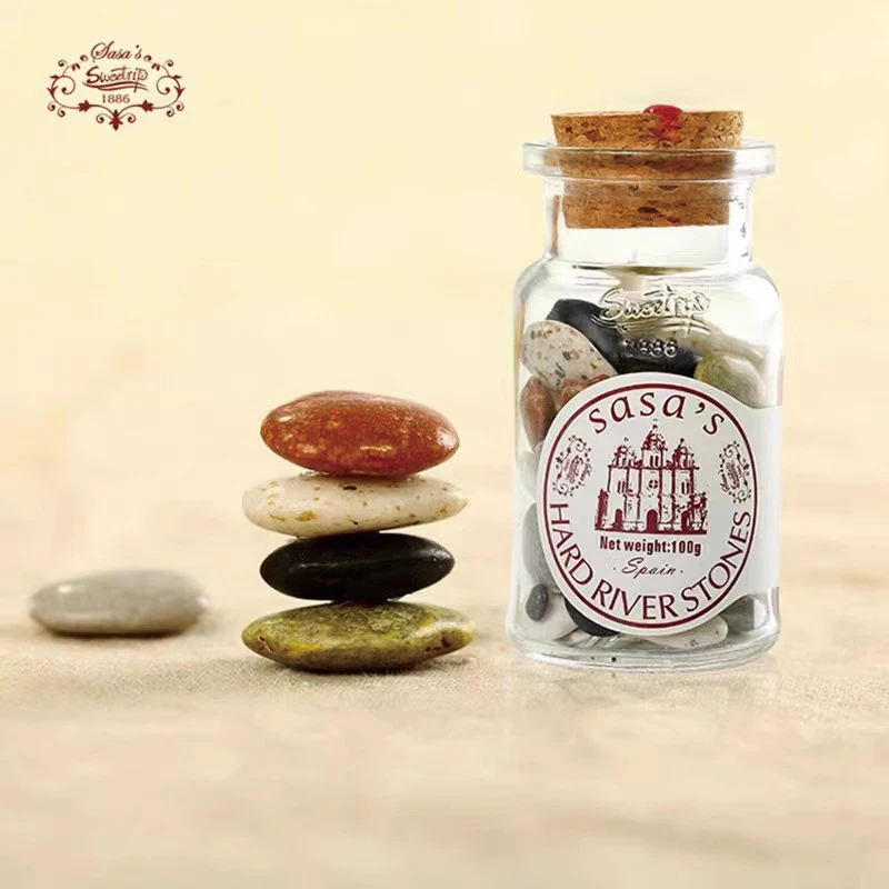 西班牙进口软糖莎莎的店1886玻璃罐装瓶装糖果水果糖石头糖零食