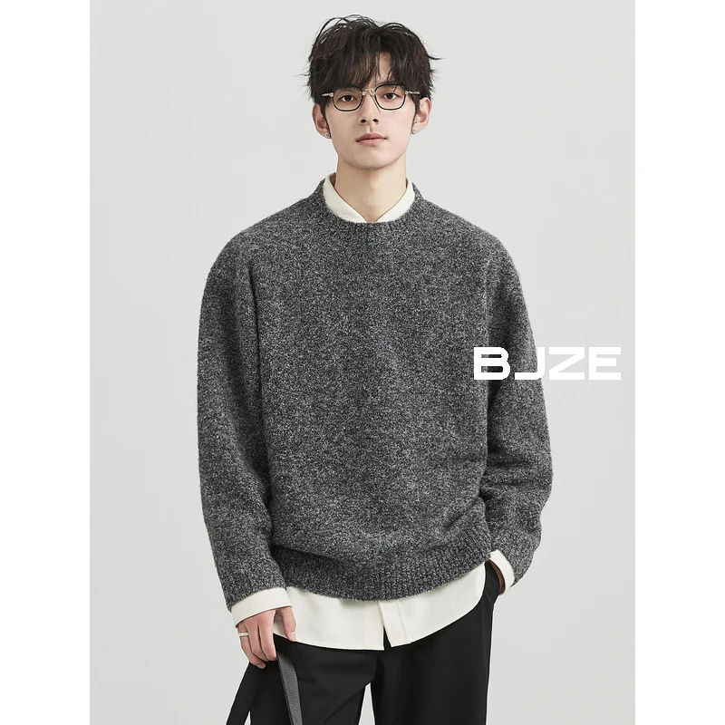 BJZE2024秋冬百搭套头混色保暖加厚休闲圆领日常宽松毛衣Y441557