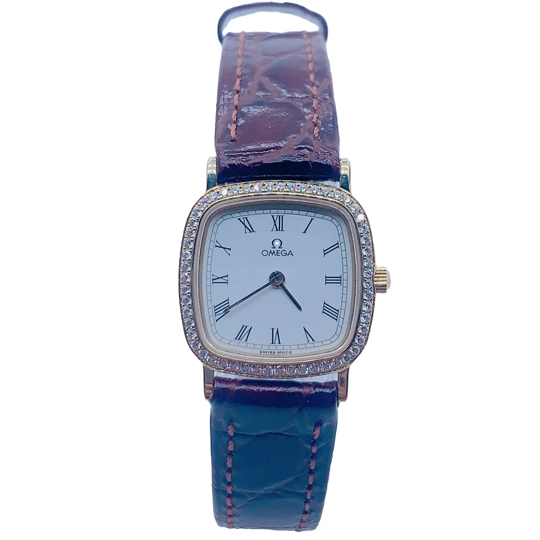 95新 Omega/欧米茄 07026/A蝶飞女士石英表/21方盘/带扣后配/后钻