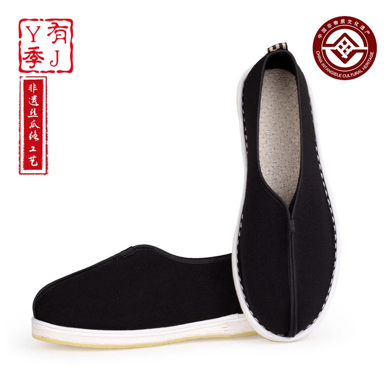有季圆口布鞋透气森系纯色牛筋底套筒圆头厚底一脚蹬中老年居士