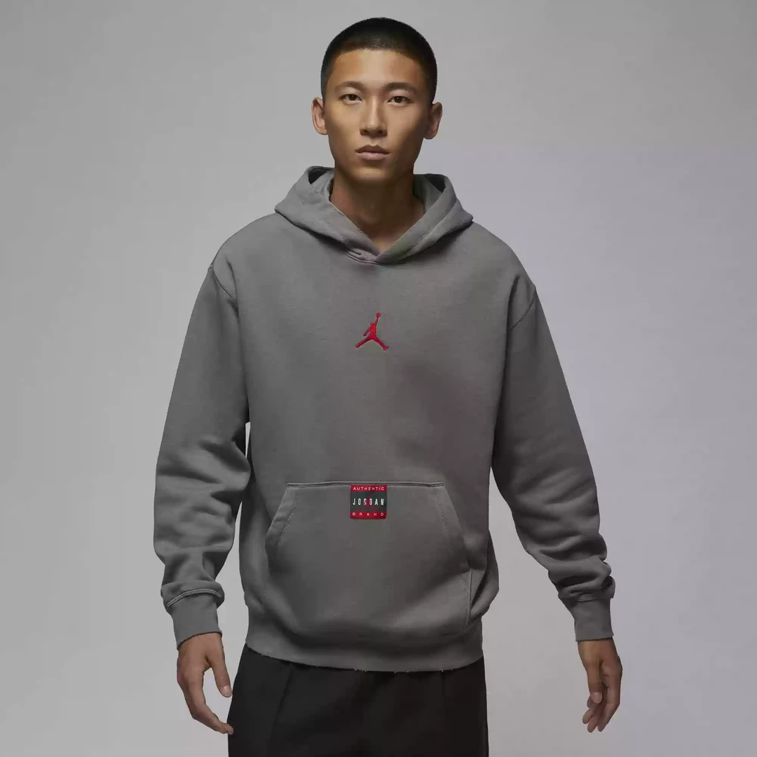 NIKE/耐克官方正品乔丹AJ男加绒青灰色套头连帽衫卫衣HV5046-029