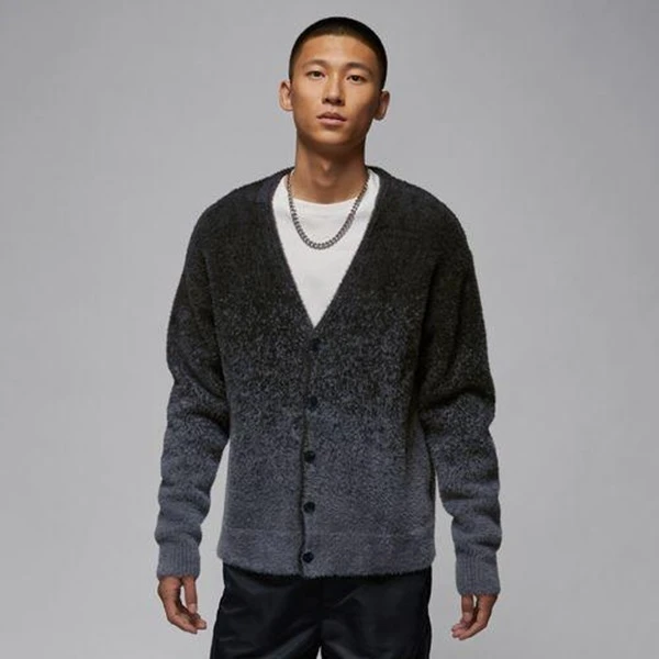 NIKE/耐克官方正品AJ灰色新品休闲时尚渐变系扣男毛衣 FV7427-070