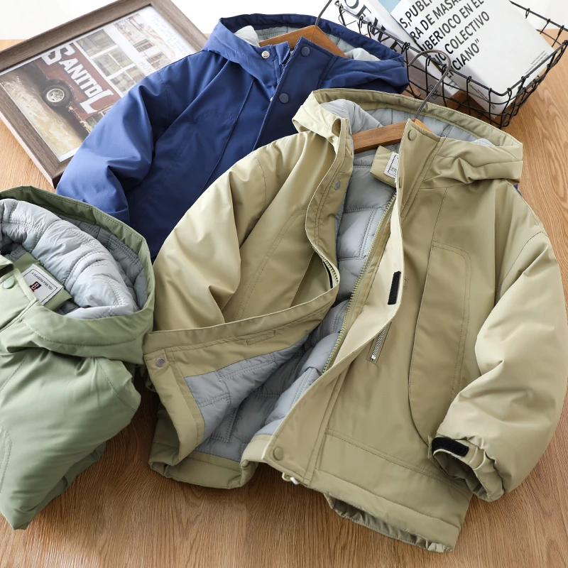 男童夹棉棉服冬季2025新款儿童加厚一体棉防风保暖外套中大童酷帅