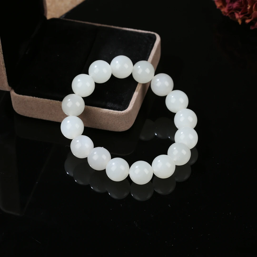 【新疆源产地发货】天然和田玉11-12圆珠手串时尚百搭女XJ086