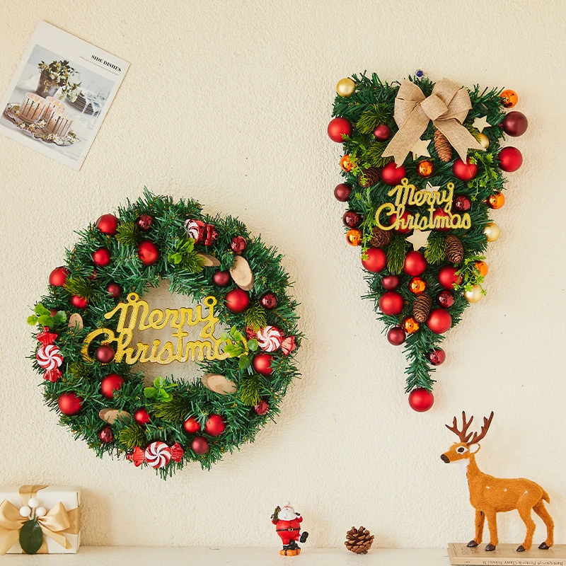 圣诞节花环装饰品圣诞藤条门挂墙挂橱窗装饰店铺节日氛围场景布置