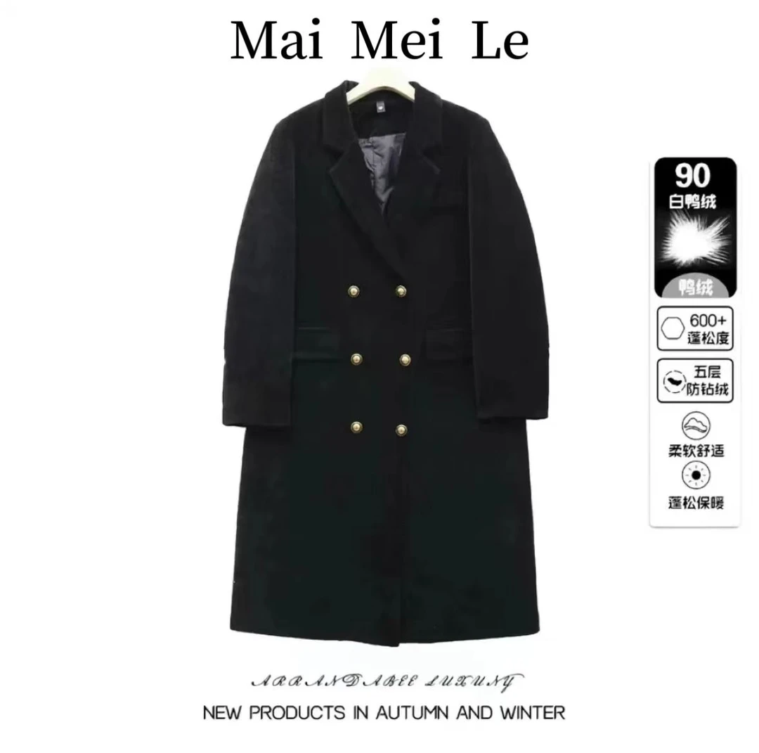 2024新款女秋冬韩系高级感时尚气质90白鸭绒羽绒西装外套23099