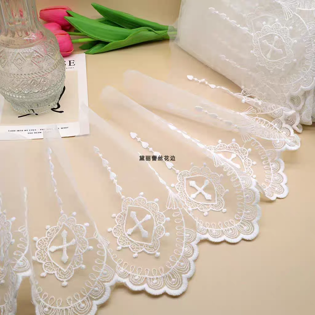 棉线网纱 17cm 哥特十字架网纱花边 服饰辅料手工DIY花边