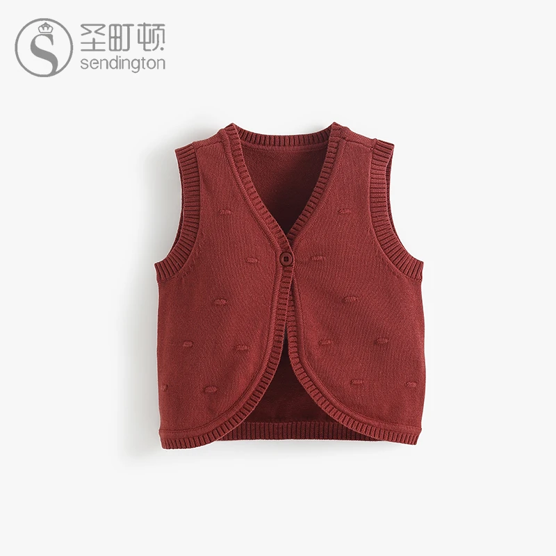 【童装】180330宝宝纯棉毛织马甲一粒扣男童女童红色偏小打底背心