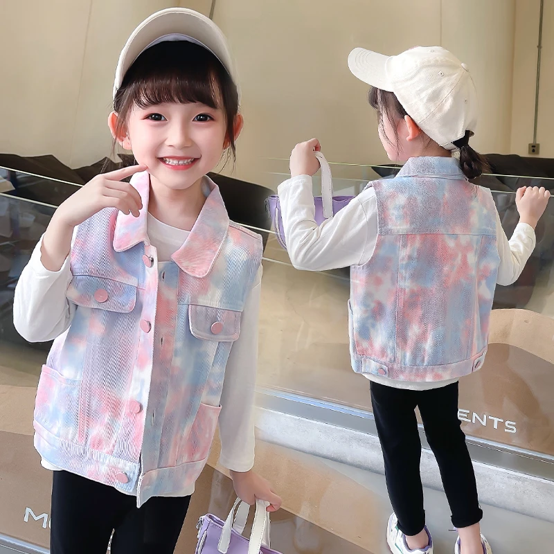 3-4周岁女童马甲春秋外穿2024新款宝宝牛仔马夹儿童背心坎肩薄款5