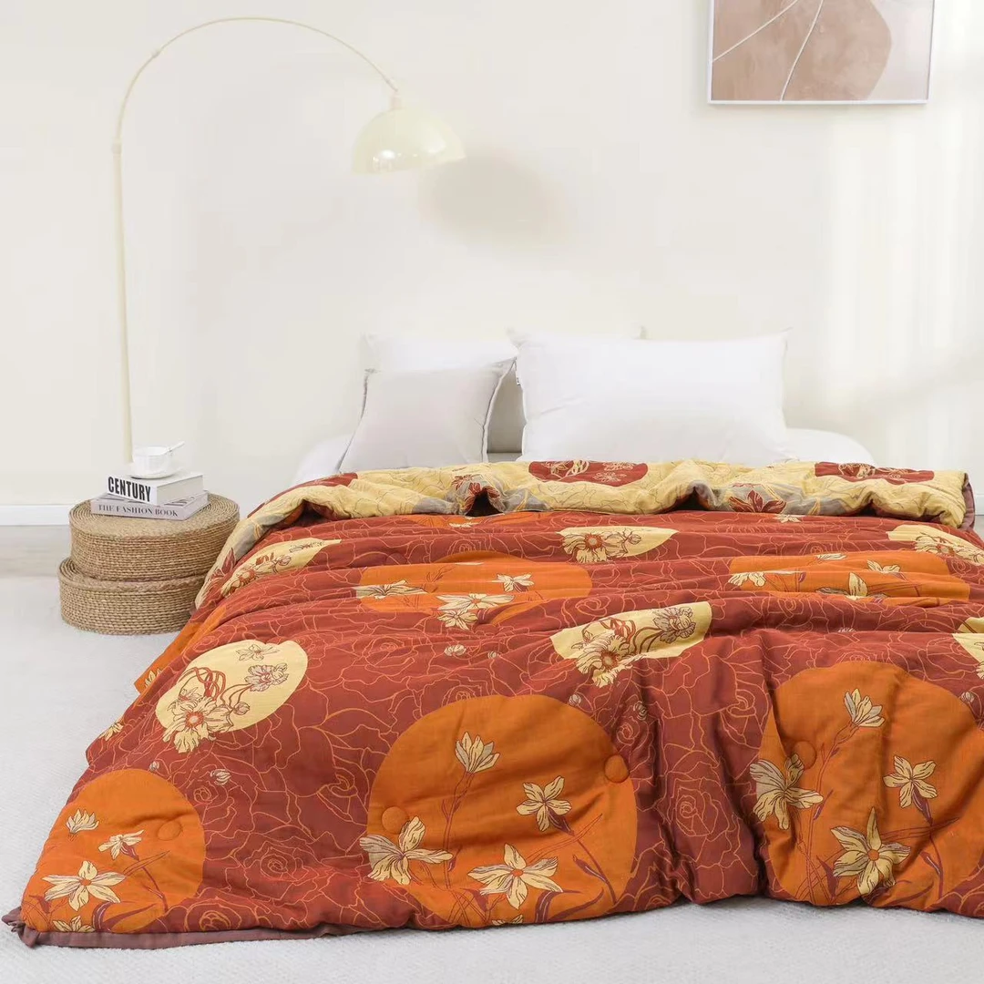 【圆月花开】200*230全棉双层纱秋冬被亲肤可水洗双面加厚多功能